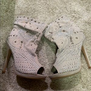 Crystal Open toe heeled booties